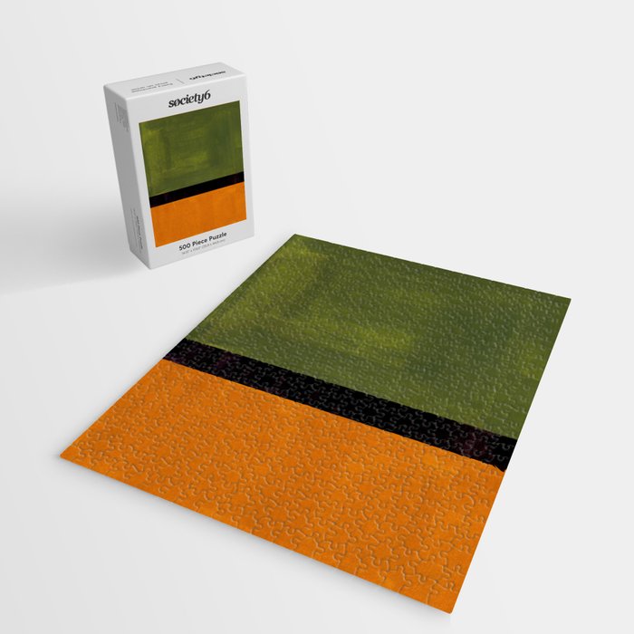 Olive Night Color Field Mid Century Modern Minimalist Jigsaw Puzzle Gallery Image 2