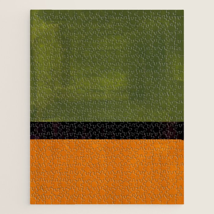 Olive Night Color Field Mid Century Modern Minimalist Jigsaw Puzzle Gallery Image 1