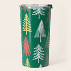 Green christmas pine tree doodle pattern Travel Mug Gallery Image 2