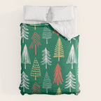 Green christmas pine tree doodle pattern Duvet Cover Gallery Image 6