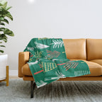 Green christmas pine tree doodle pattern Throw Blanket Gallery Image 1