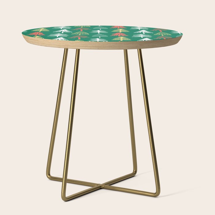 Green christmas pine tree doodle pattern Side Table Gallery Image 1