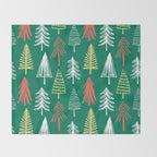 Green christmas pine tree doodle pattern Throw Blanket Gallery Image 2