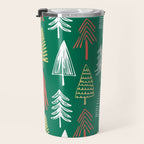 Green christmas pine tree doodle pattern Travel Mug Gallery Image 3