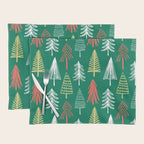 Green christmas pine tree doodle pattern Placemat Gallery Image 1