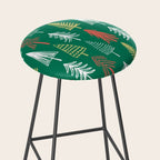 Green christmas pine tree doodle pattern Stool Gallery Image 2