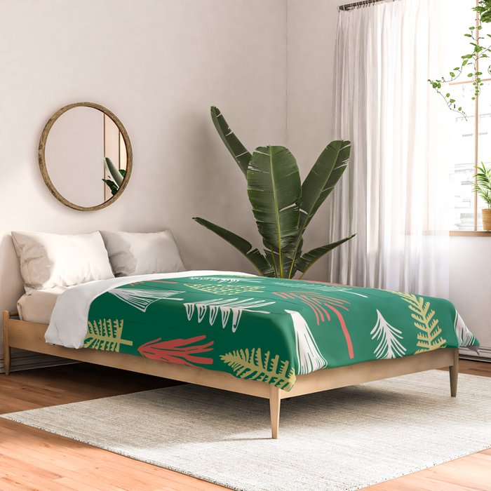 Green christmas pine tree doodle pattern Comforter Gallery Image 2