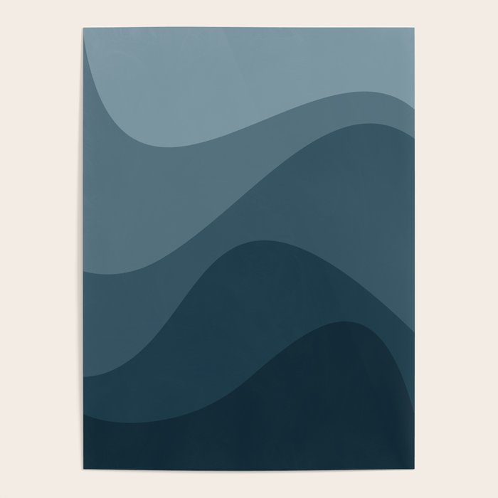 Abstract Color Waves - Blue Tones Poster Gallery Image 4