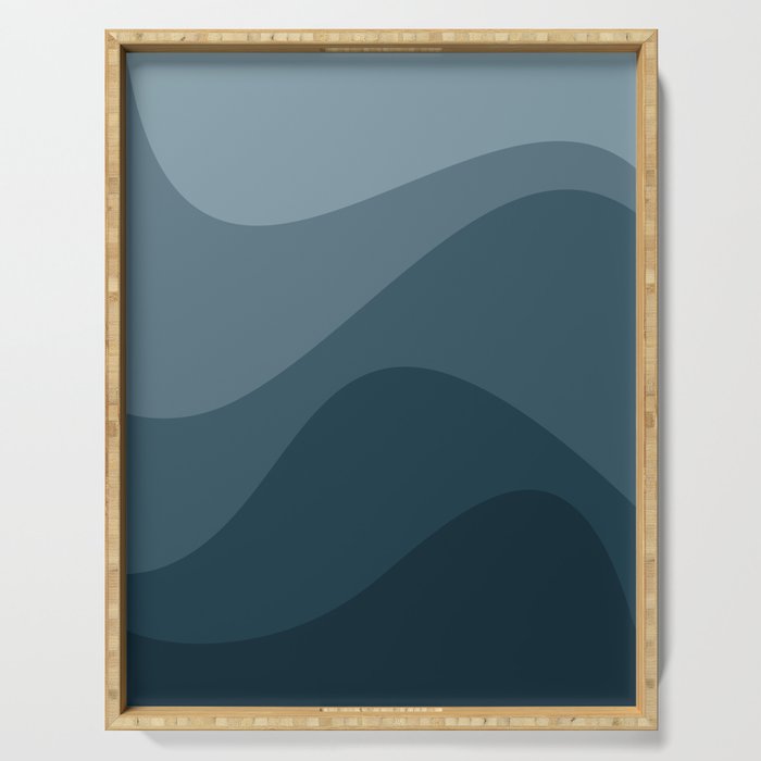 Abstract Color Waves - Blue Tones Serving Tray Gallery Image 1