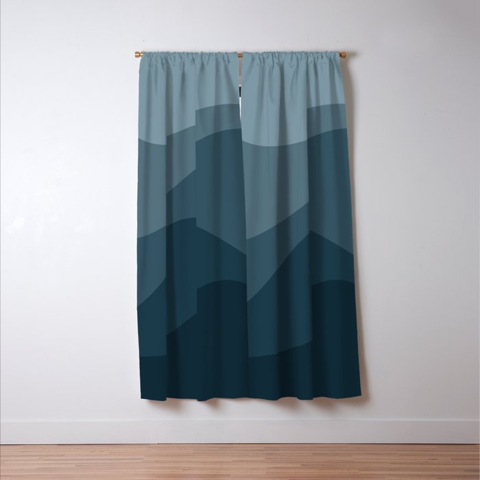 Abstract Color Waves - Blue Tones Window Curtain Gallery Image 3
