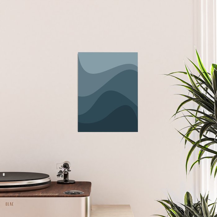 Abstract Color Waves - Blue Tones Poster Gallery Image 2