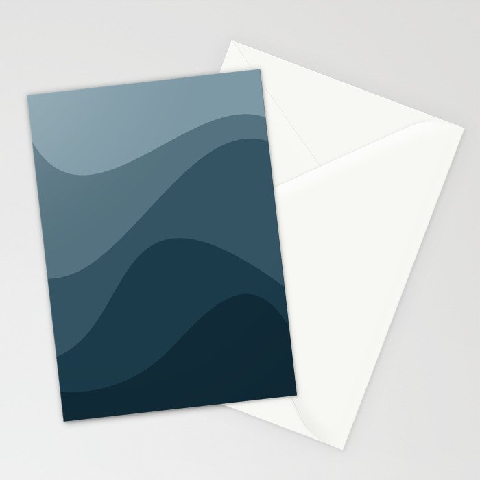 Abstract Color Waves - Blue Tones Stationery Card Gallery Image 2