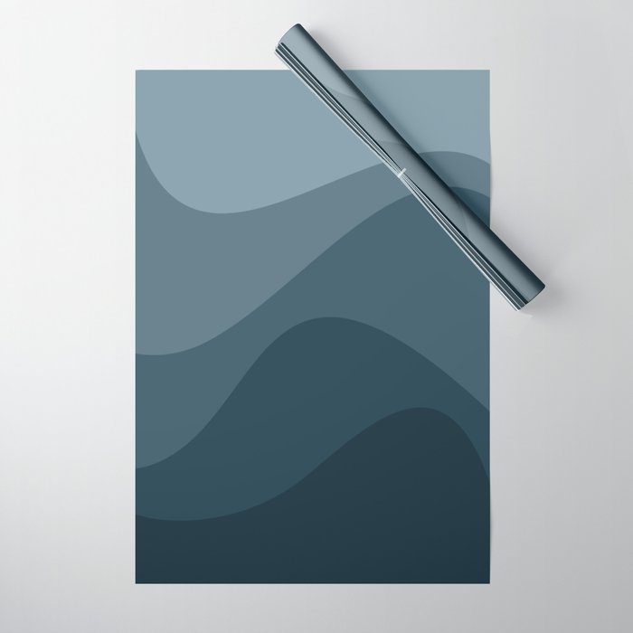 Abstract Color Waves - Blue Tones Wrapping Paper Gallery Image 1