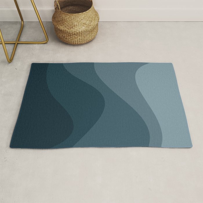 Abstract Color Waves - Blue Tones Rug Gallery Image 1