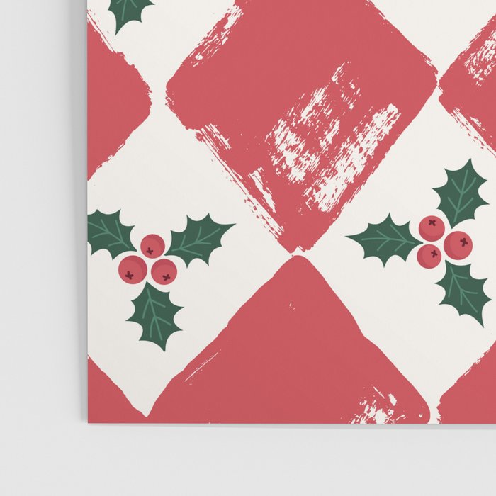 Checkered Christmas Holly Poster Gallery Image 3