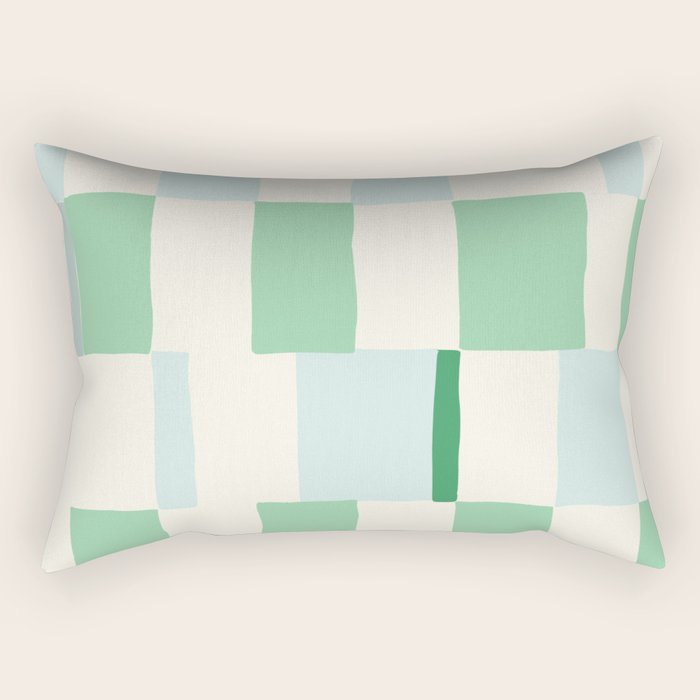 Summer check handdrawn mint Rectangular Pillow Gallery Image 2
