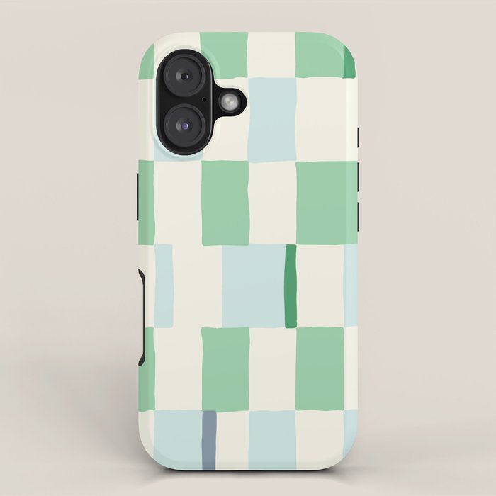 Summer check handdrawn mint iPhone Case Gallery Image 1