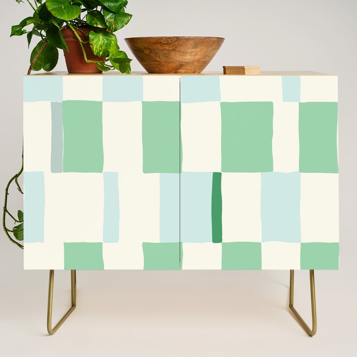 Summer check handdrawn mint Credenza Gallery Image 1