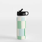 Summer check handdrawn mint Water Bottle Gallery Image 1
