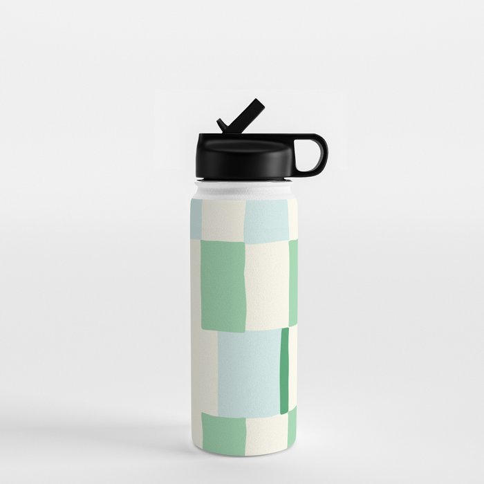 Summer check handdrawn mint Water Bottle Gallery Image 1