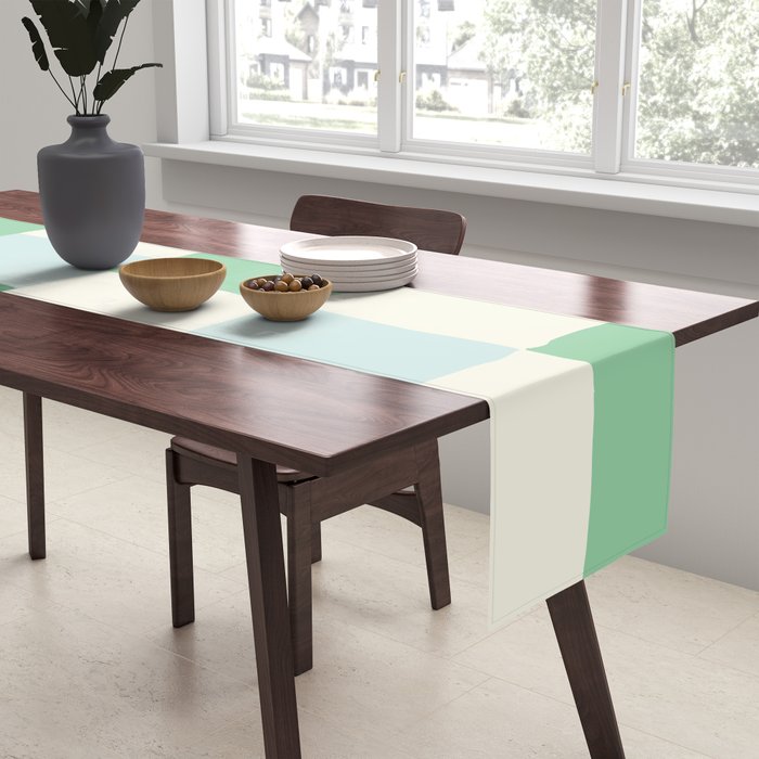 Summer check handdrawn mint Table Runner Gallery Image 2