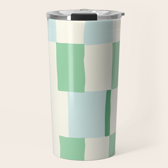 Summer check handdrawn mint Travel Mug Gallery Image 1
