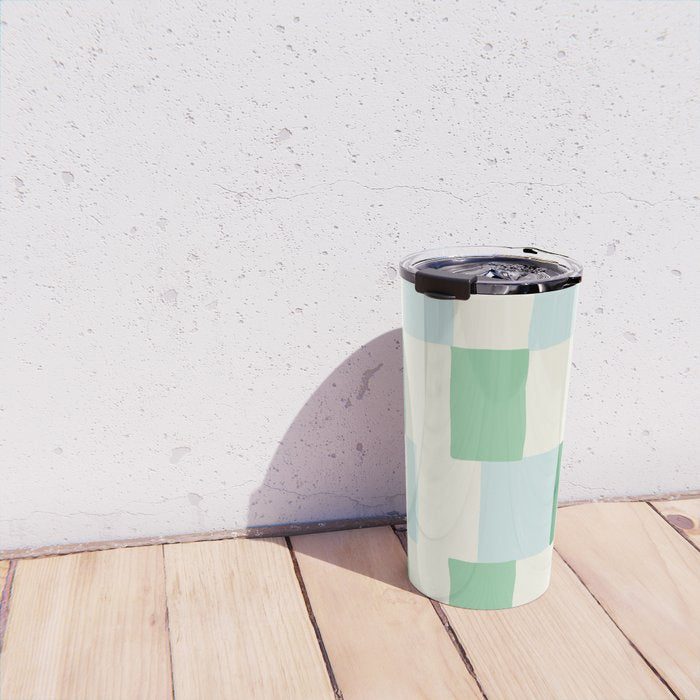 Summer check handdrawn mint Travel Mug Gallery Image 4