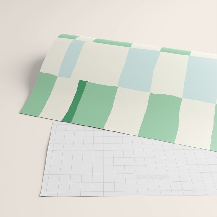 Summer check handdrawn mint Wrapping Paper Gallery Image 2