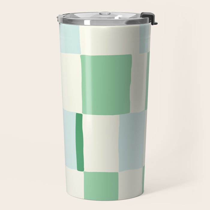 Summer check handdrawn mint Travel Mug Gallery Image 2