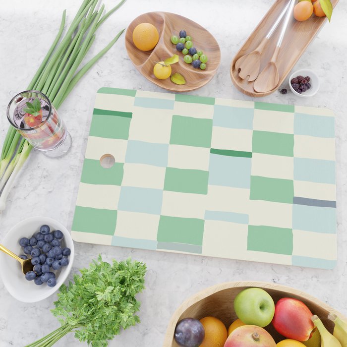 Summer check handdrawn mint Cutting Board Gallery Image 2