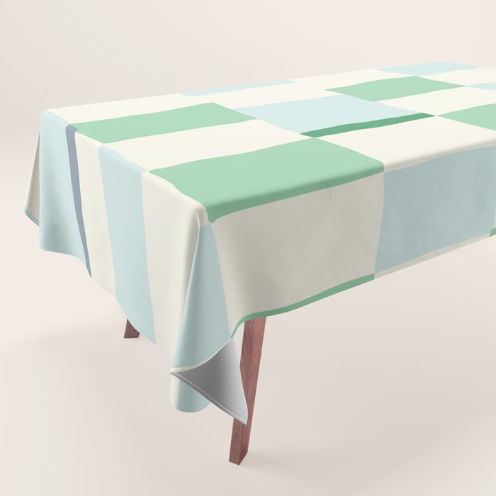 Summer check handdrawn mint Tablecloth Gallery Image 1
