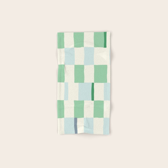 Summer check handdrawn mint Bath Towel Gallery Image 1