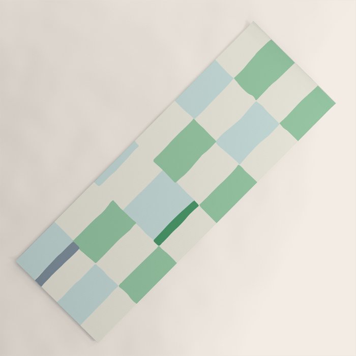 Summer check handdrawn mint Yoga Mat Gallery Image 1