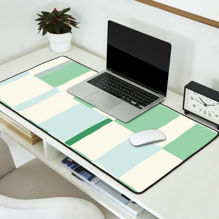 Summer check handdrawn mint Desk Mat Gallery Image 2