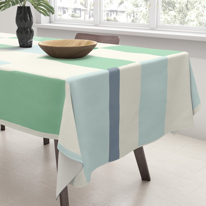 Summer check handdrawn mint Tablecloth Gallery Image 3