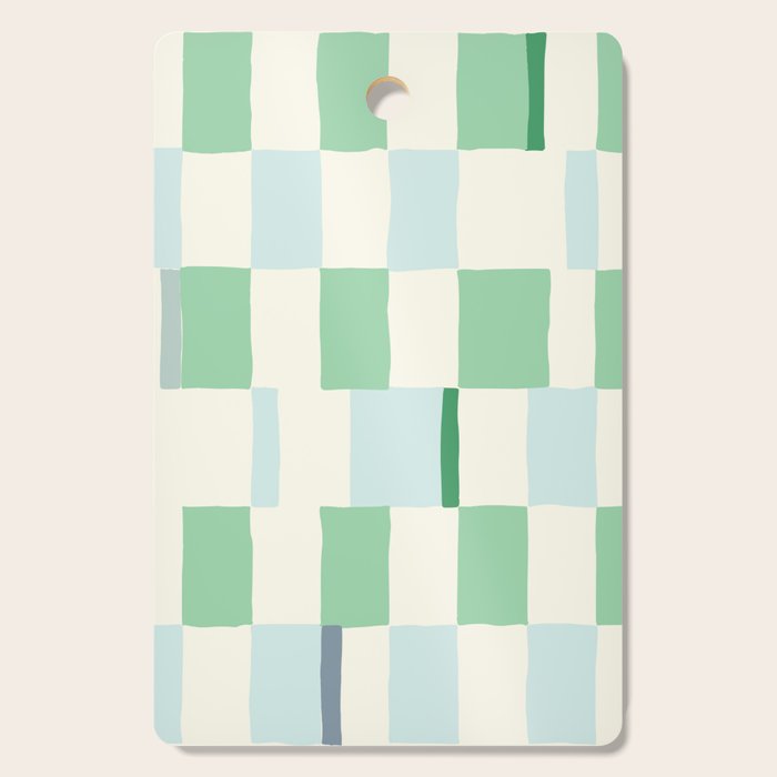 Summer check handdrawn mint Cutting Board Gallery Image 1