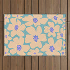 Retro Daisy - Turquoise, Very Peri, Pink, cream Outdoor Rug Gallery Image 1