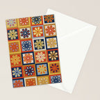 Retro Colorful Flower Checkerboard Stationery Card Gallery Image 2