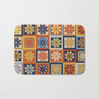 Retro Colorful Flower Checkerboard Bath Mat Gallery Image 1