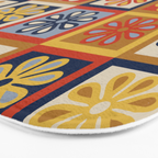 Retro Colorful Flower Checkerboard Bath Mat Gallery Image 3