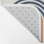 Mid Century Modern Geometric 450 in Navy Blue and Orange (Rainbow and Sun Abstraction) Bath Mat Gallery Image 2