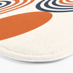 Mid Century Modern Geometric 450 in Navy Blue and Orange (Rainbow and Sun Abstraction) Bath Mat Gallery Image 3