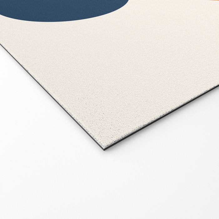 Mid Century Modern Geometric 450 in Navy Blue and Orange (Rainbow and Sun Abstraction) Welcome Mat Gallery Image 2