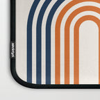 Mid Century Modern Geometric 450 in Navy Blue and Orange (Rainbow and Sun Abstraction) Laptop Sleeve Gallery Image 3
