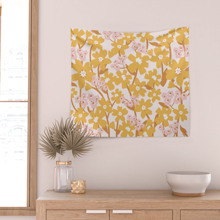 Wildflowers in Turmeric Wall Tapestry Gallery Image 2