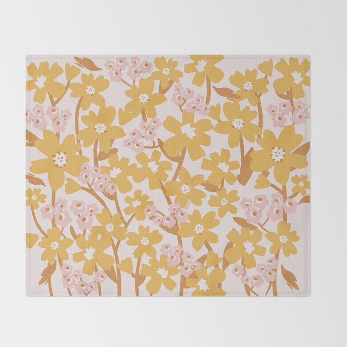 Wildflowers in Turmeric Throw Blanket Gallery Image 2