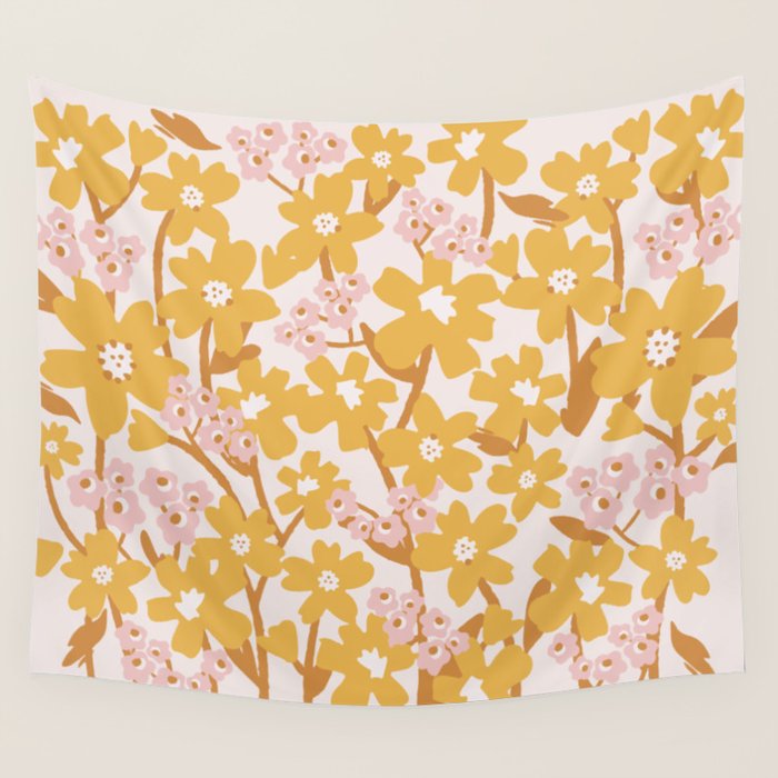 Wildflowers in Turmeric Wall Tapestry Gallery Image 1