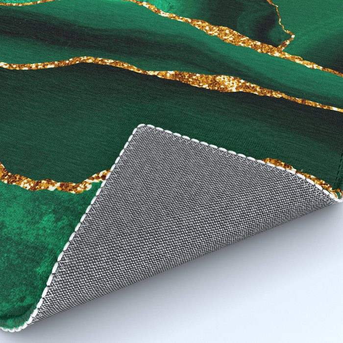Abstract Green And Gold Emerald Marble Landscape  Rug Gallery Image 4