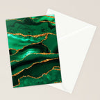 Abstract Green And Gold Emerald Marble Landscape  Stationery Card Gallery Image 2