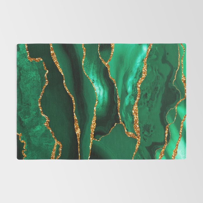 Abstract Green And Gold Emerald Marble Landscape  Rug Gallery Image 2